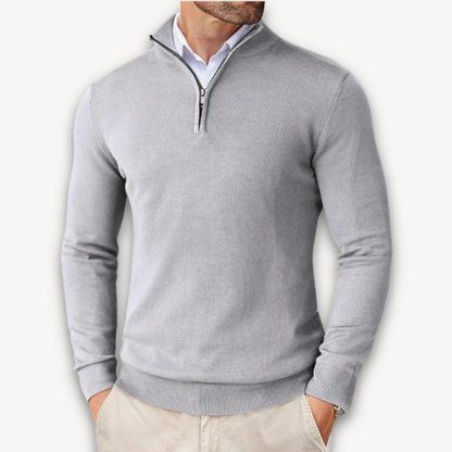 Pull en coton zippé quart pour homme