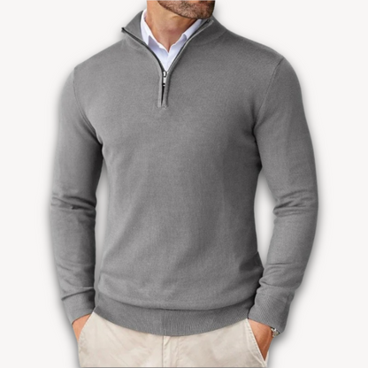 Pull en coton zippé quart pour homme