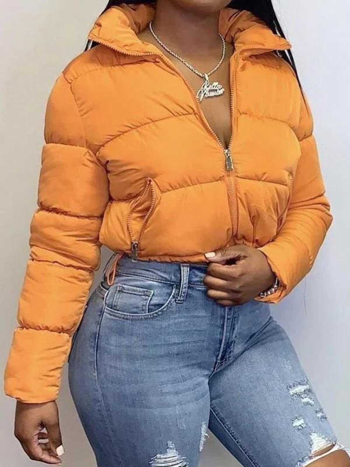 Veste courte légère pour femme, coupe slim, avec col et fermeture éclair