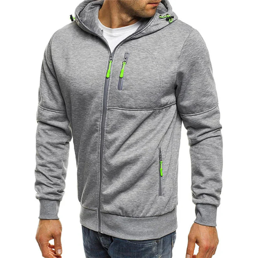 Sweat à capuche slim avec fermeture éclair et poches latérales