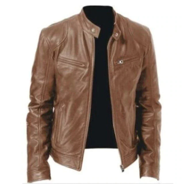 Blouson en cuir pour hommes élégant et coupe-vent