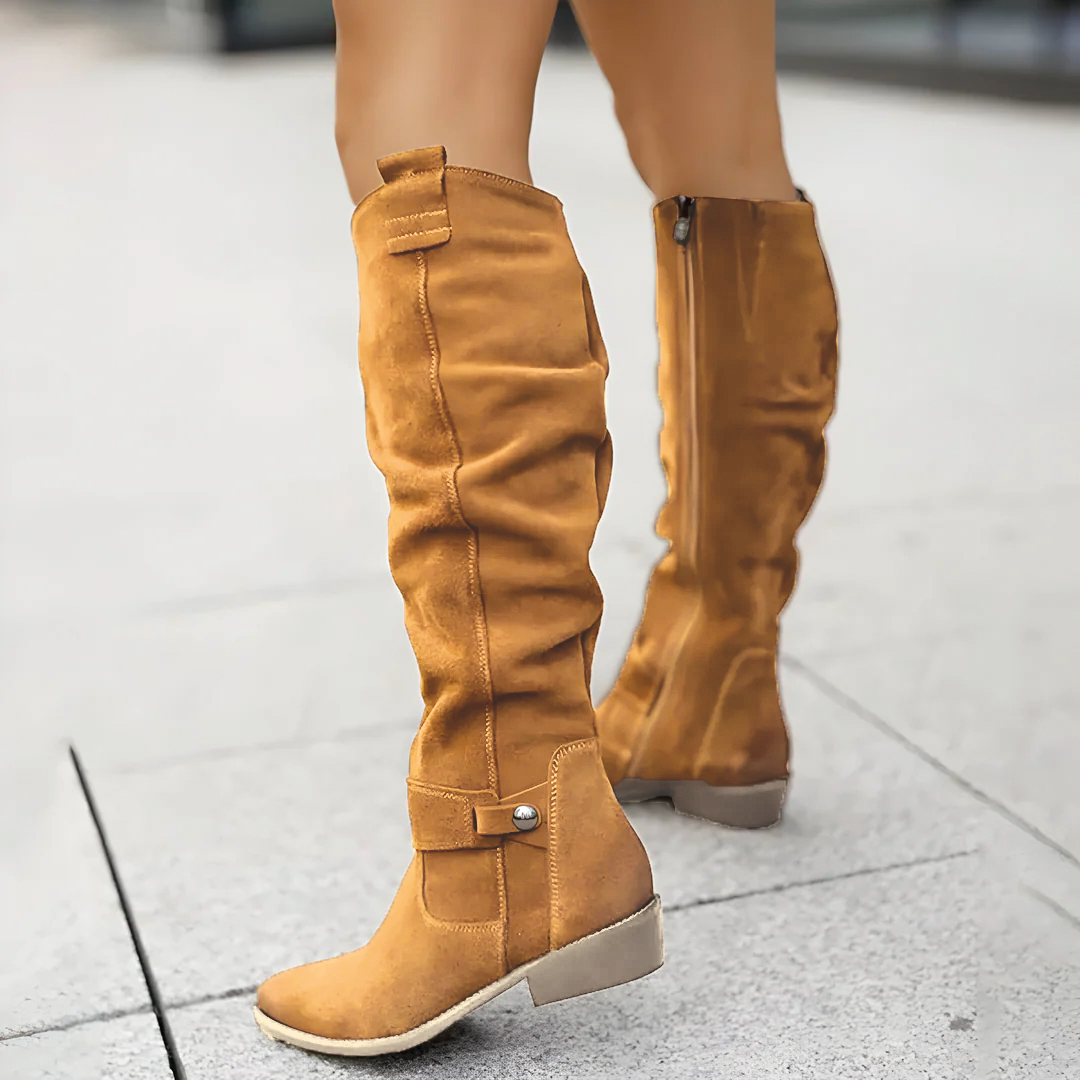 Bottes hautes stylées aspect daim