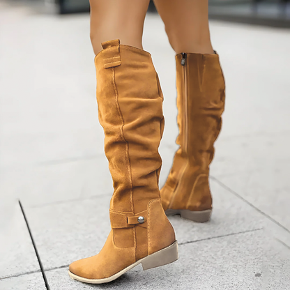 Bottes hautes stylées aspect daim