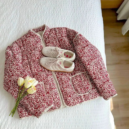 Blouson fleuri matelassé élégant pour femme