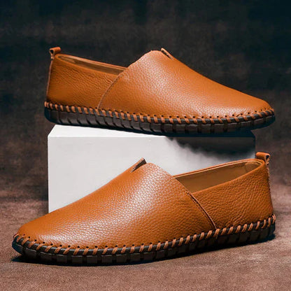 Mocassins en cuir confortables pour hommes, à enfiler