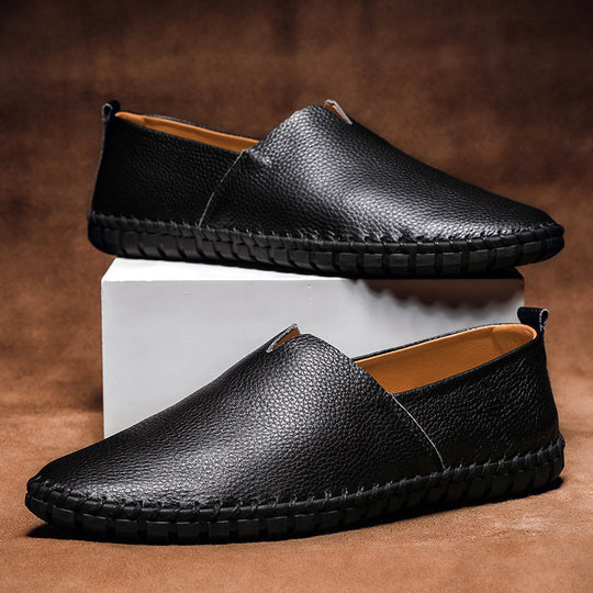 Mocassins en cuir confortables pour hommes, à enfiler