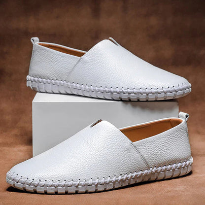Mocassins en cuir confortables pour hommes, à enfiler