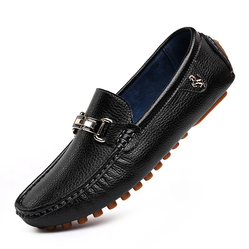 Elegante Leder Loafers - Rutschfeste Herren Schuhe mit Metallverschluss - IdealeKleiden