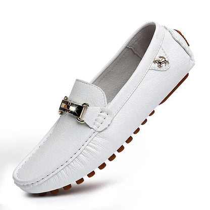 Mocassins élégants en cuir - Chaussures pour hommes antidérapantes avec fermeture métallique