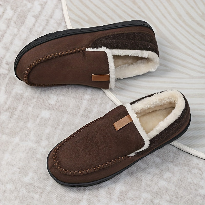 Chaussons homme en laine de mouton chauds pour l'hiver
