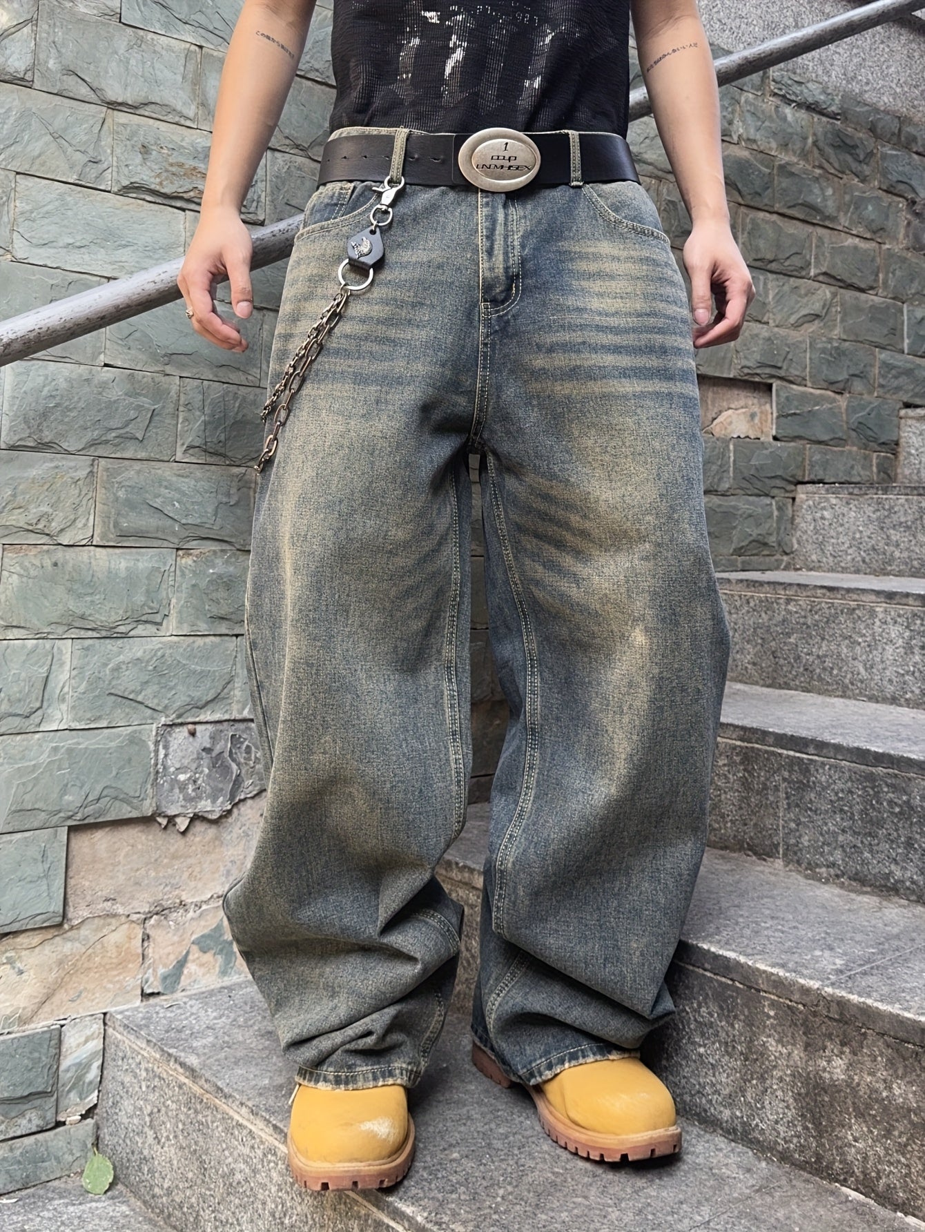 Leichte Baggy Jeans Herren Relaxed Fit - IdealeKleiden