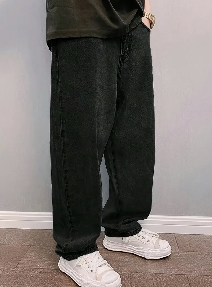 Jeans homme confortables, délavage stonewash, style baggy