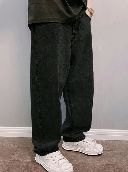Jeans homme confortables, délavage stonewash, style baggy