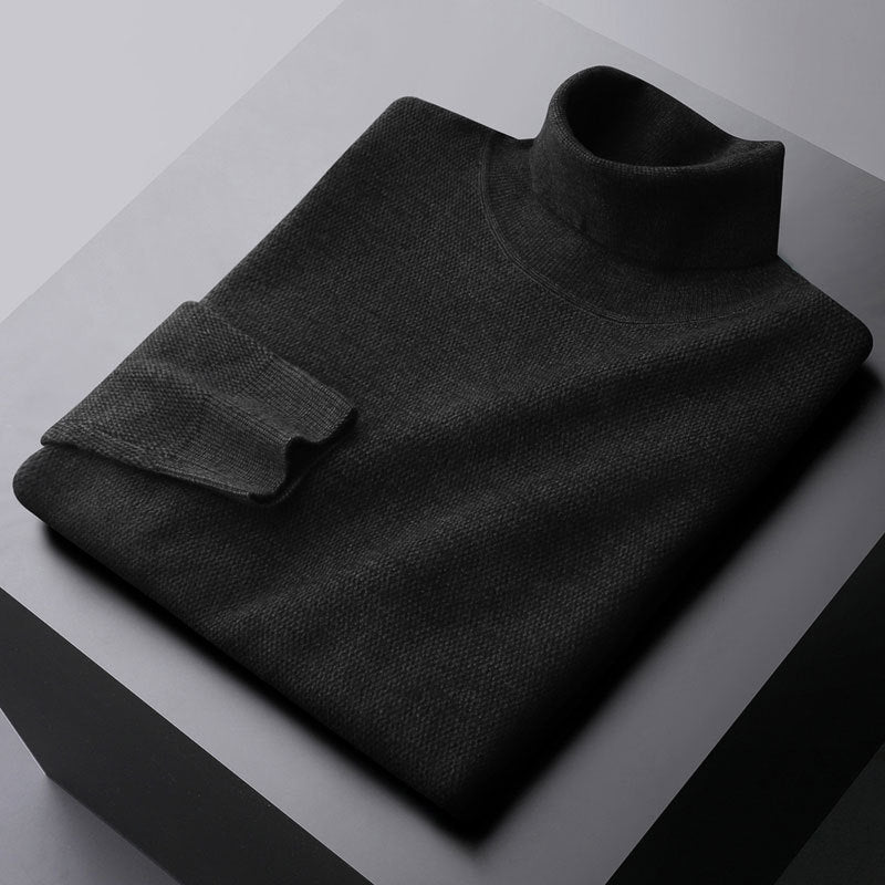 Élégante robe en maille avec col montant et poignets côtelés