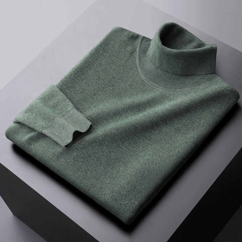 Élégante robe en maille avec col montant et poignets côtelés