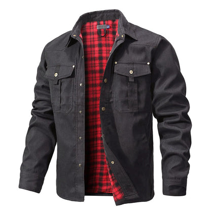 Chemise-veste en flanelle homme, doublée chaude