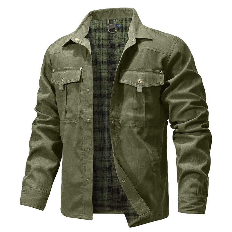 Chemise-veste en flanelle homme, doublée chaude