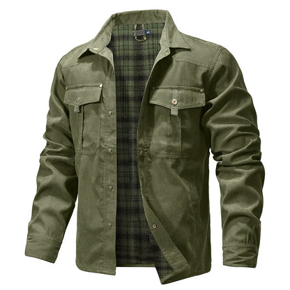 Chemise-veste en flanelle homme, doublée chaude