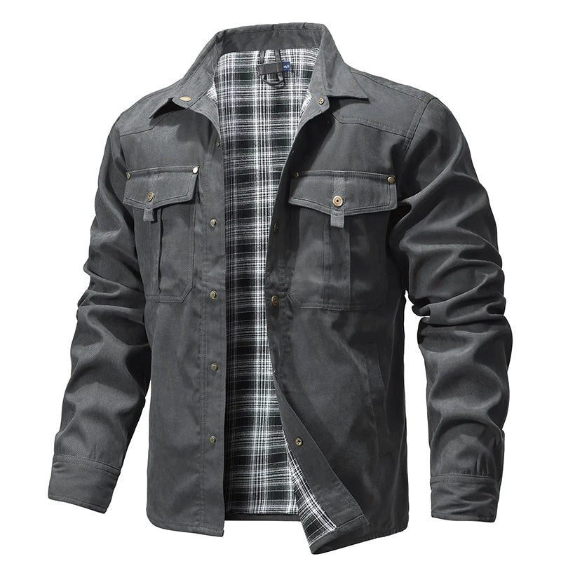 Chemise-veste en flanelle homme, doublée chaude