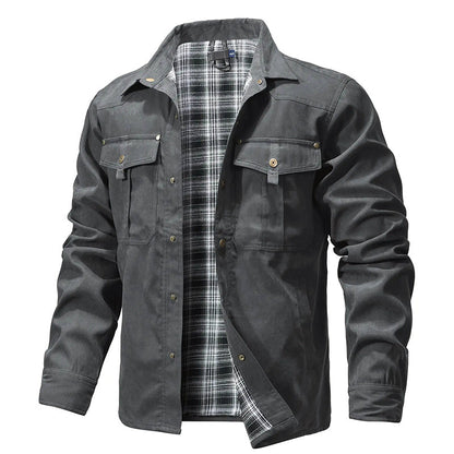 Chemise-veste en flanelle homme, doublée chaude