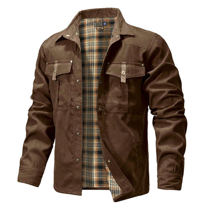 Chemise-veste en flanelle homme, doublée chaude