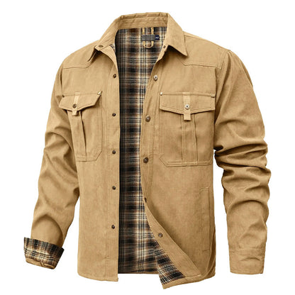 Chemise-veste en flanelle homme, doublée chaude