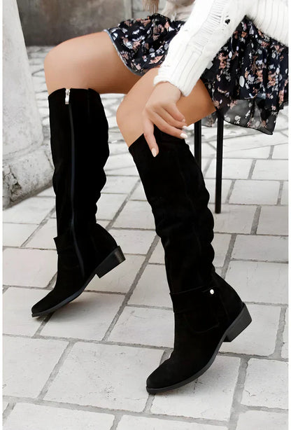 Bottes élégantes en daim hauteur genou élégance