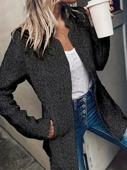 Manteau long femme, ouvert sur le devant, style décontracté