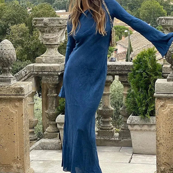 Robe longue élégante à manches longues pour femme