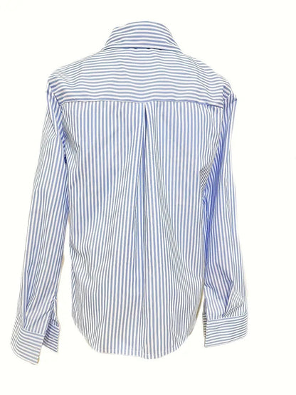 Mode Bluse Streifen Langarm Lässig Chic - IdealeKleiden