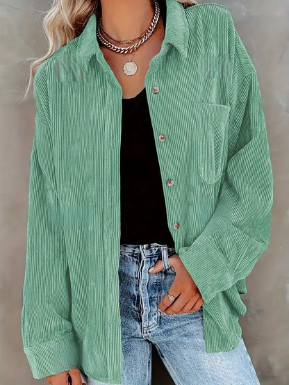 Pantalon élégant en velours côtelé avec blouse et boutons