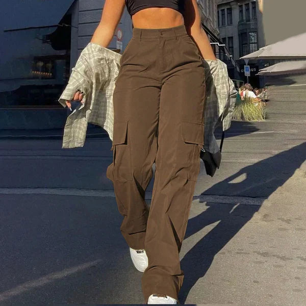 Modische Cargo Hose High Waist Streetwear Style - IdealeKleiden