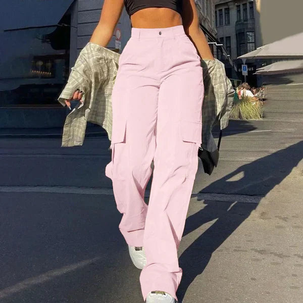 Pantalon cargo taille haute tendance style streetwear
