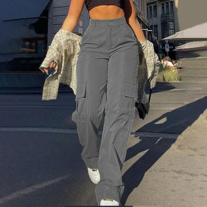 Pantalon cargo taille haute tendance style streetwear