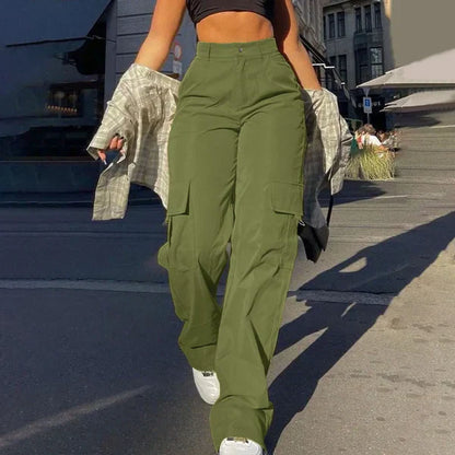 Pantalon cargo taille haute tendance style streetwear