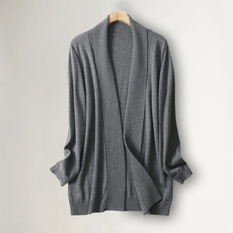 Cardigan long en cachemire à manches longues pour femme