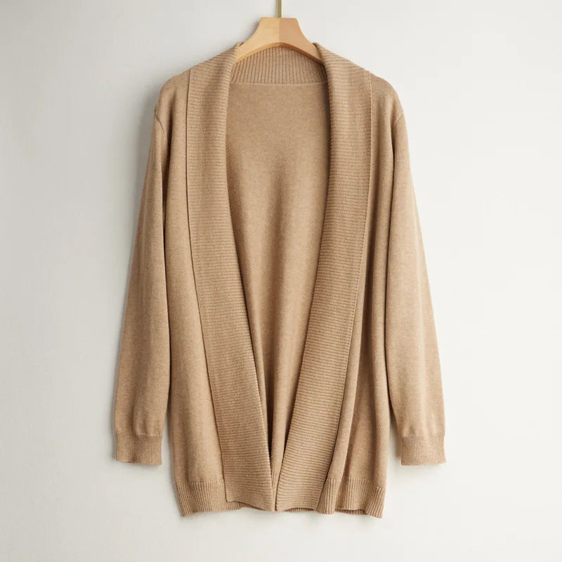 Cardigan long en cachemire à manches longues pour femme