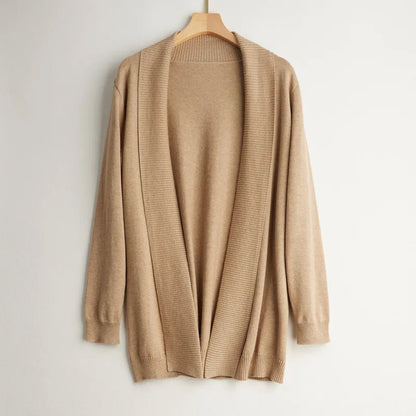 Cardigan long en cachemire à manches longues pour femme