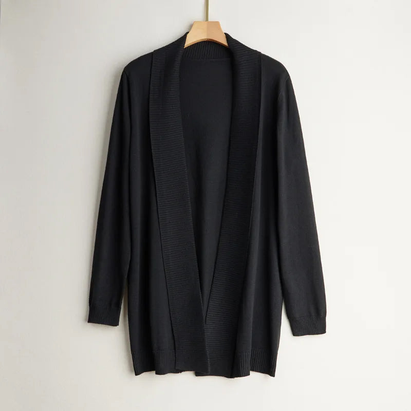 Cardigan long en cachemire à manches longues pour femme