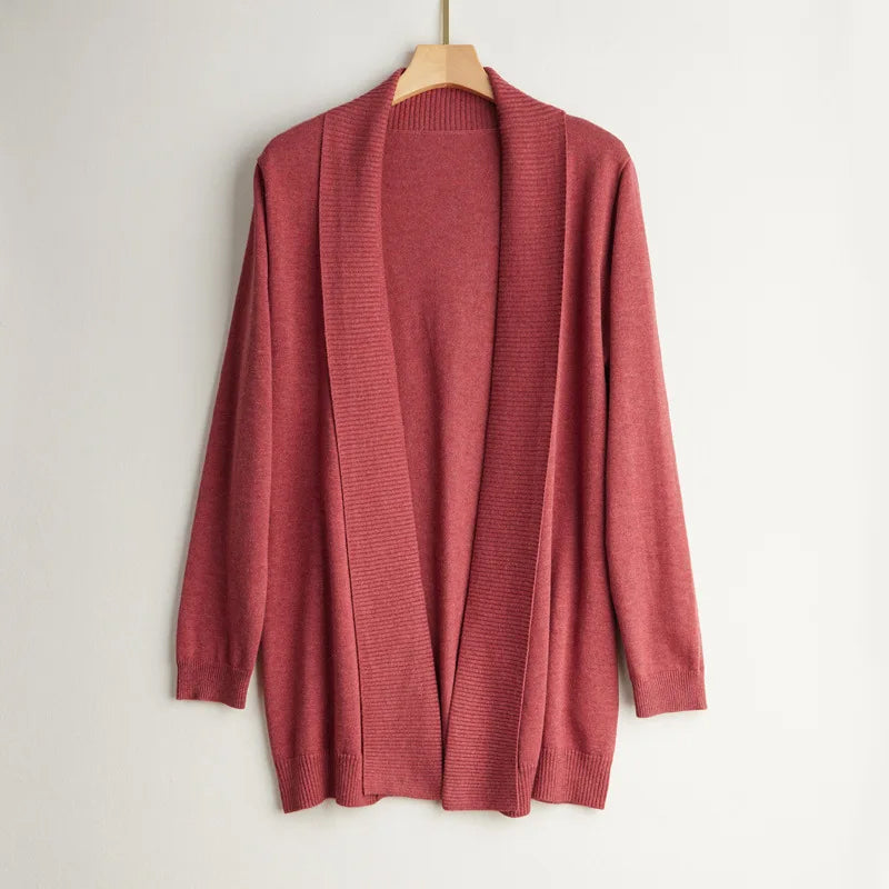 Cardigan long en cachemire à manches longues pour femme