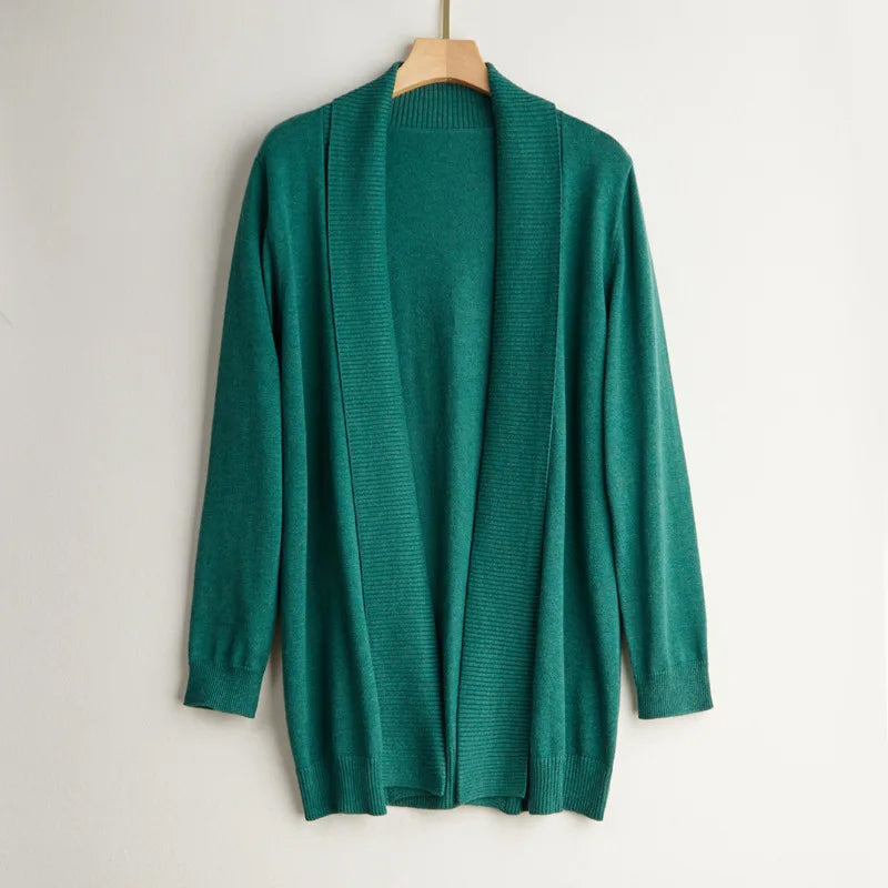 Cardigan long en cachemire à manches longues pour femme