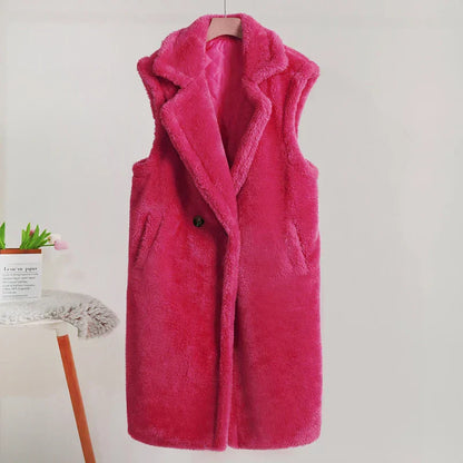Manteau d'hiver en peluche sans manches pour femme