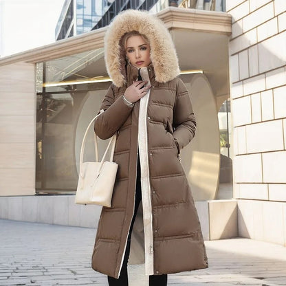 Lange Winterjacke Damen, Warm und Isolierend, Puffer Design - IdealeKleiden