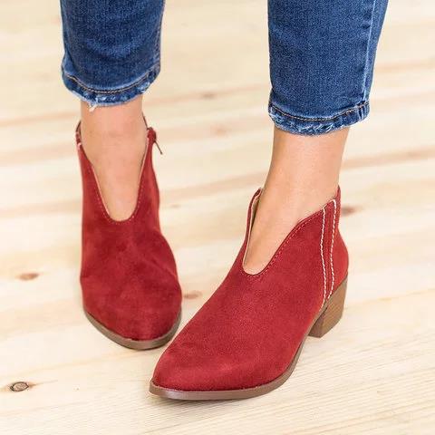Stilvolle Stiefeletten V-Schnitt Damen - IdealeKleiden