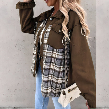Karierte Damenjacke Modern Chic - IdealeKleiden