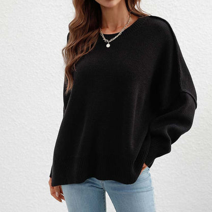 Pull-over tricoté pour femme, col rond, modèle d'automne