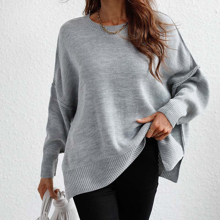 Pull-over tricoté pour femme, col rond, modèle d&
