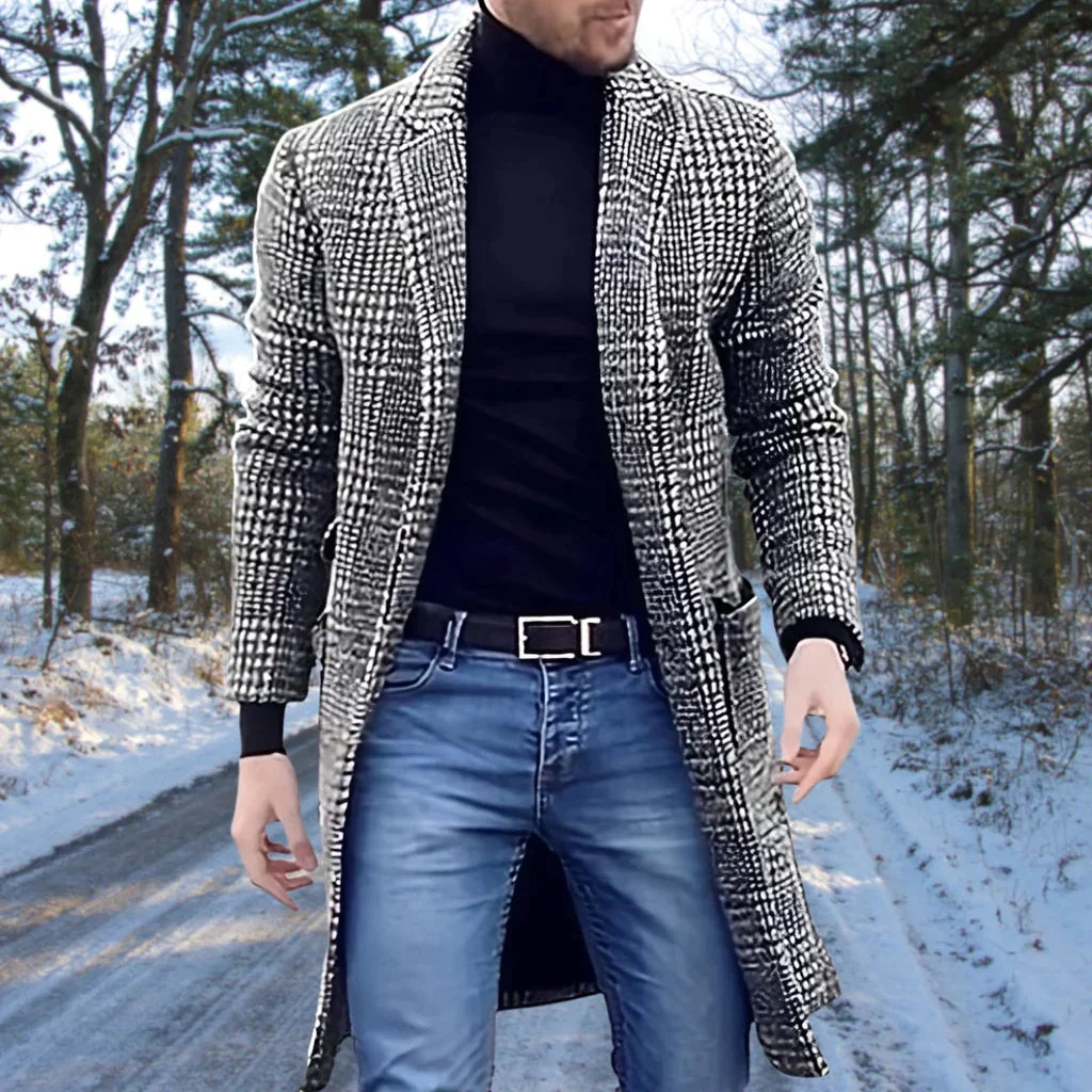 Manteau en laine chaud à carreaux pour femme