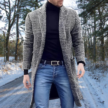 Manteau en laine chaud à carreaux pour femme