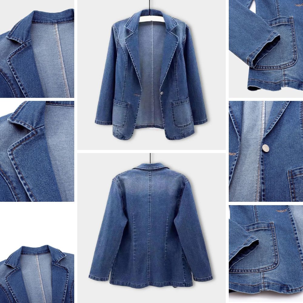 Stylischer Damenblazer Jeansoptik - IdealeKleiden